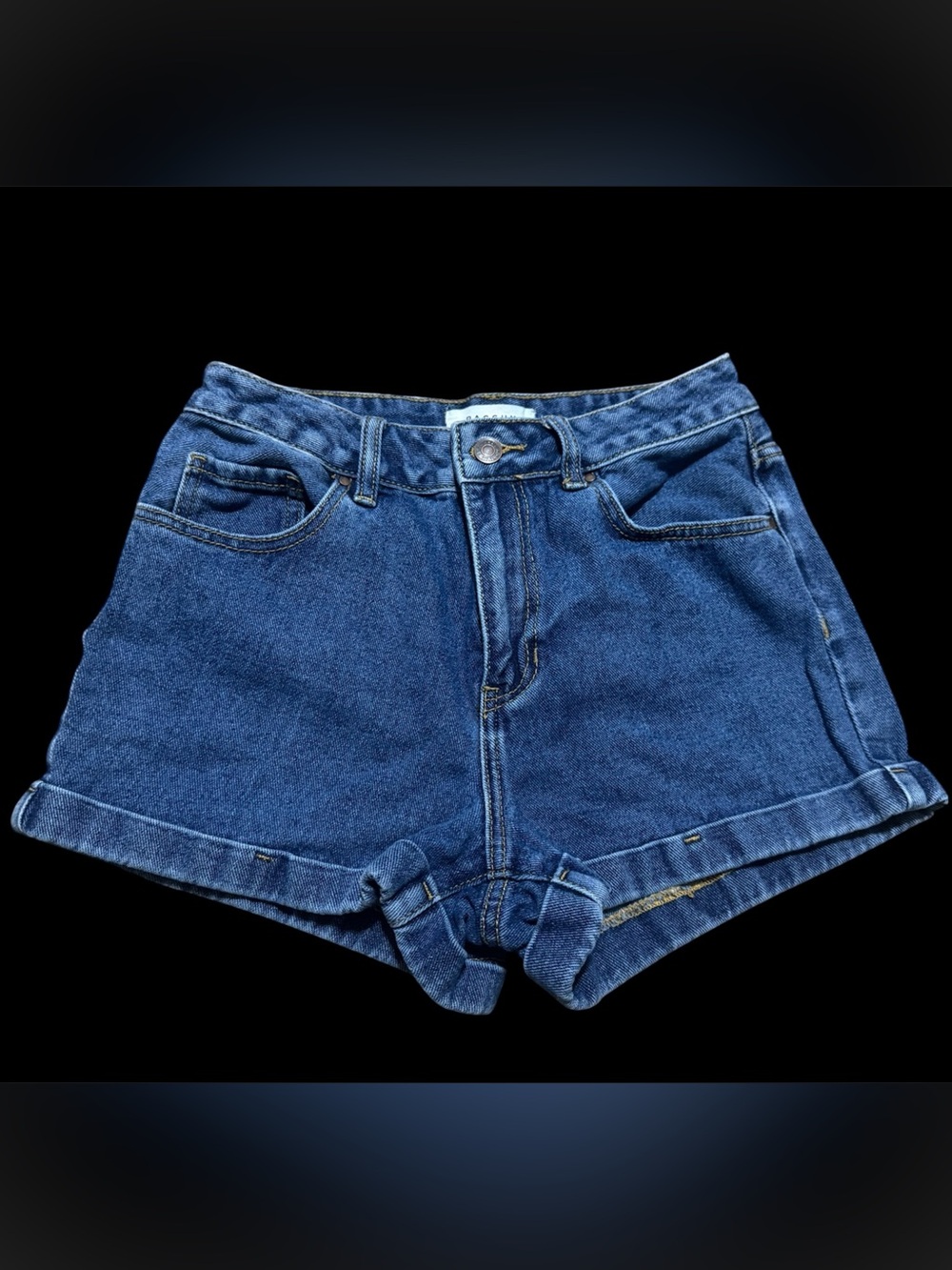 PacSun Mom Shorts High Waisted Denim Cuffed Hem Blue